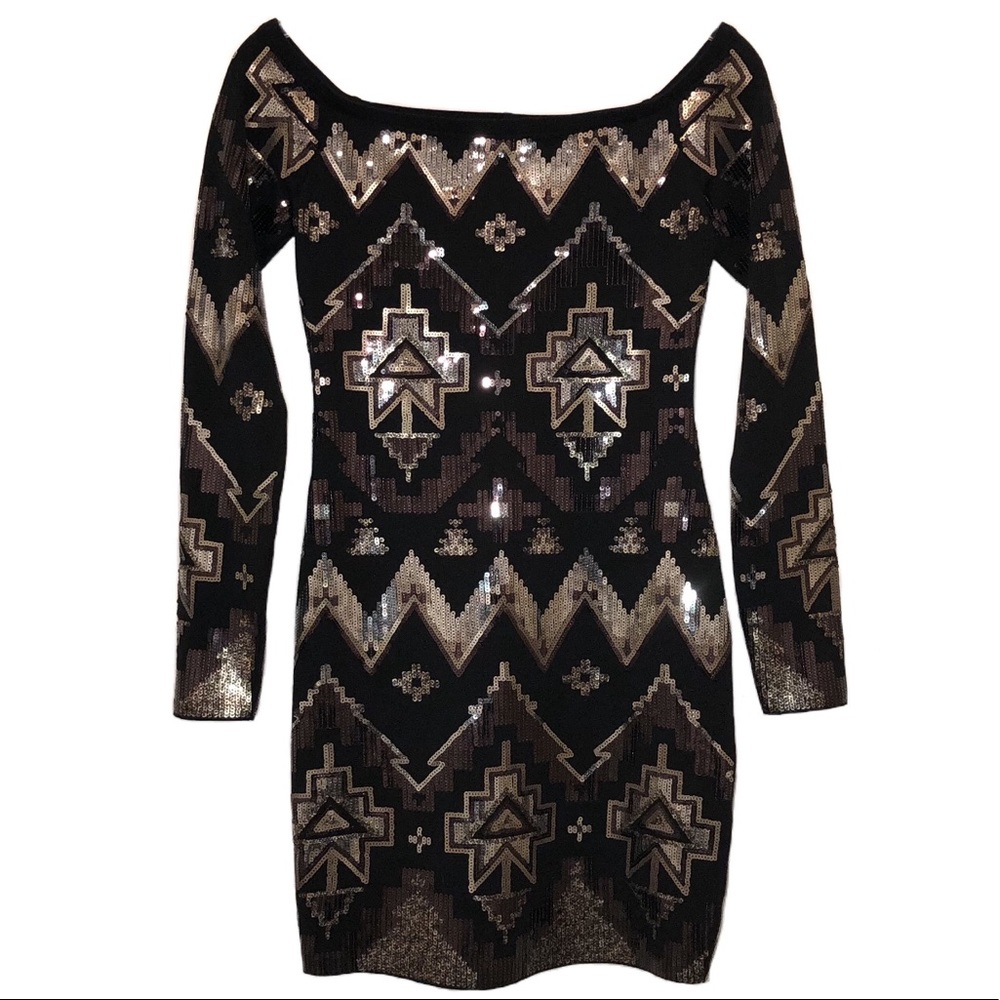 NWT*Express - Sequin Long Sleeve Mini Sheath Dress
